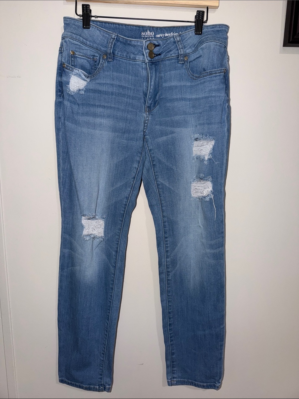 Soho Light Wash Distressed Boyfriend Jeans